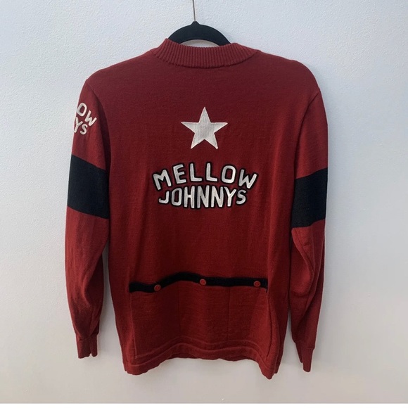 Mellow Johnnys Earth Wind & Rider Mens US Medium 100% Merino Cycling Jumper Red - Picture 6 of 8